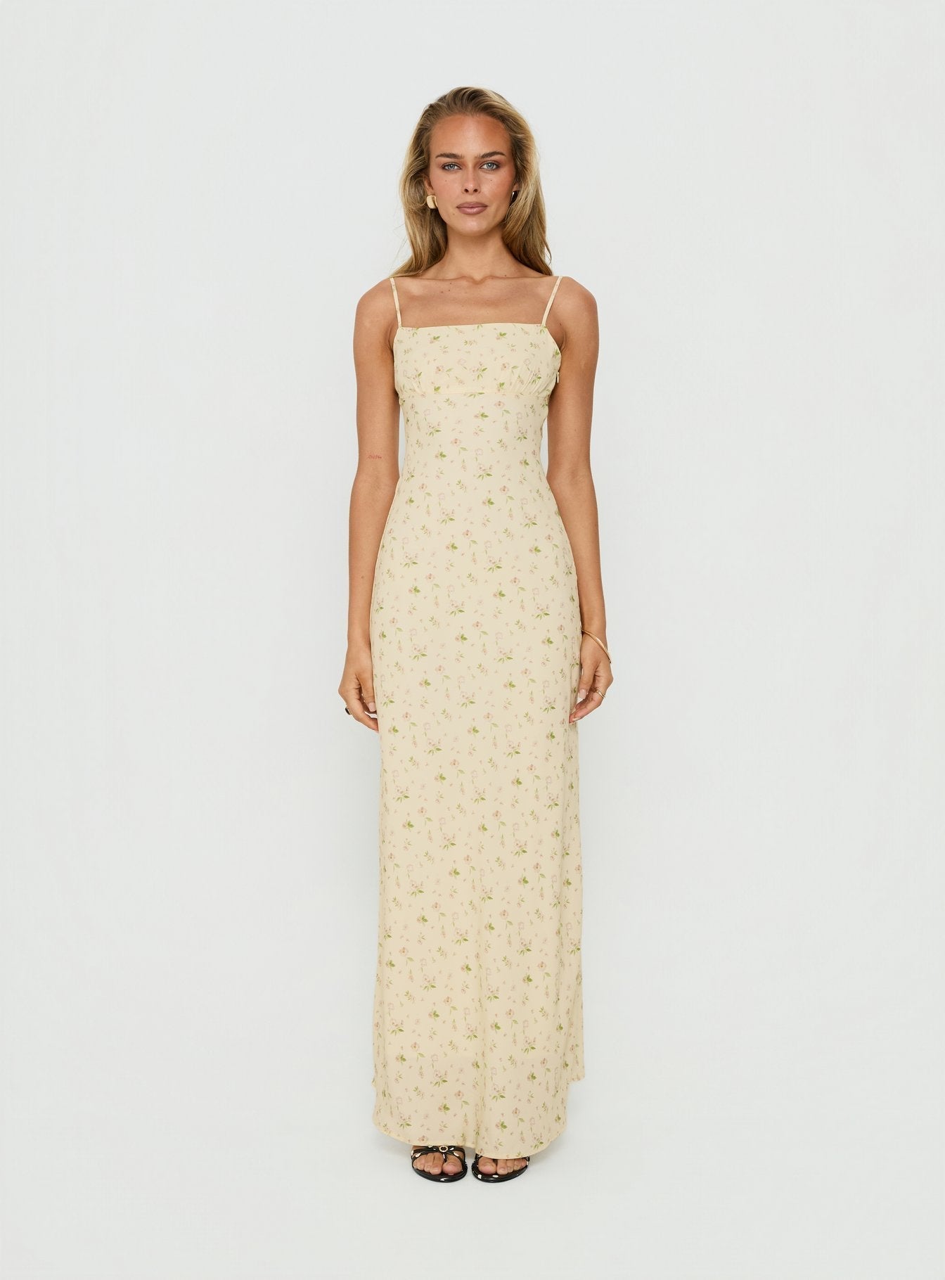 Alliza Square Neck Maxi Dress Yellow Floral