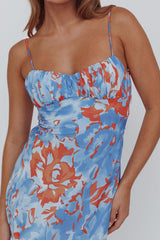 Nerida Twist Back Maxi Dress Abstract Blue