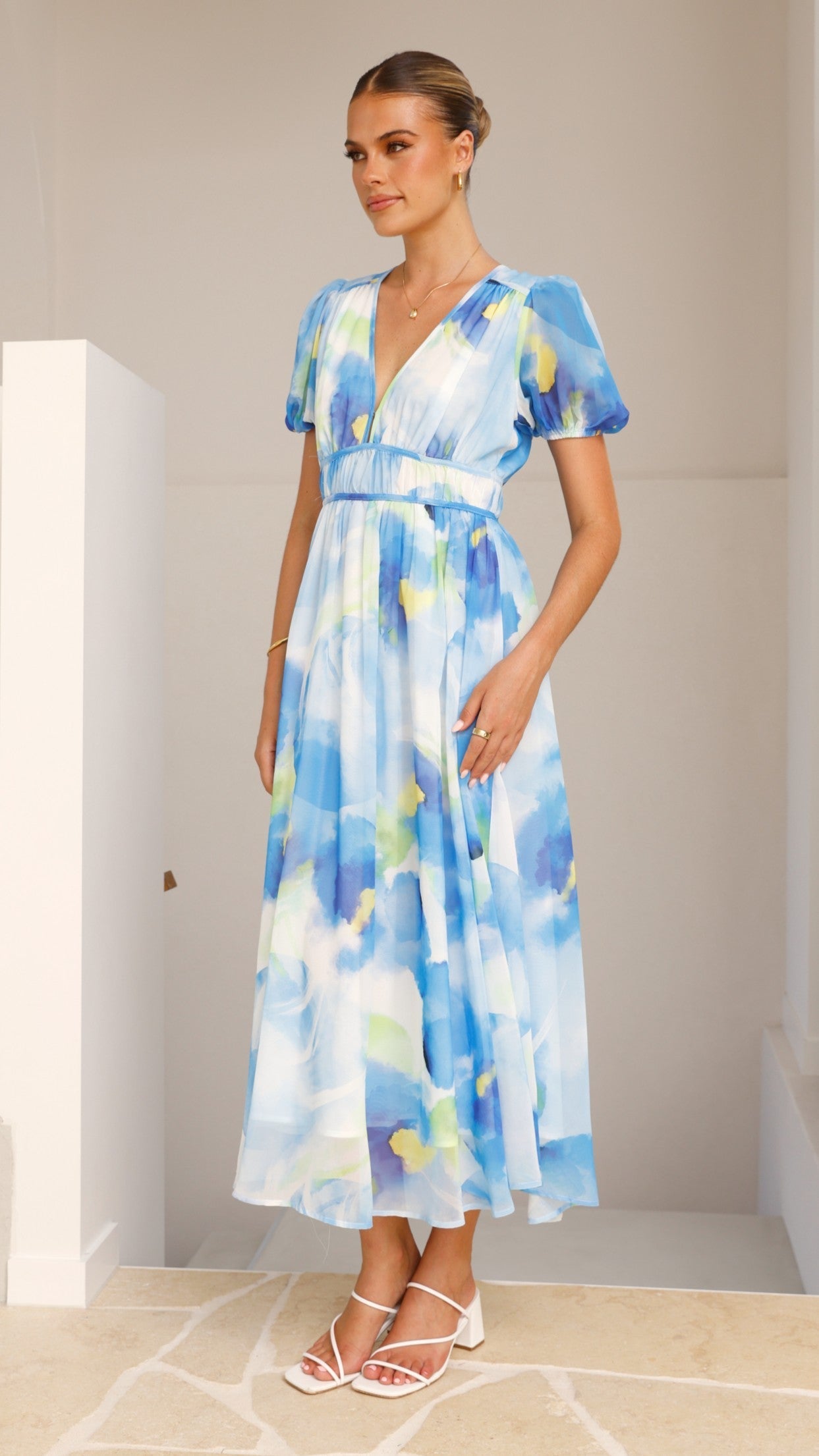 Amberose Maxi Dress - Blue/Green