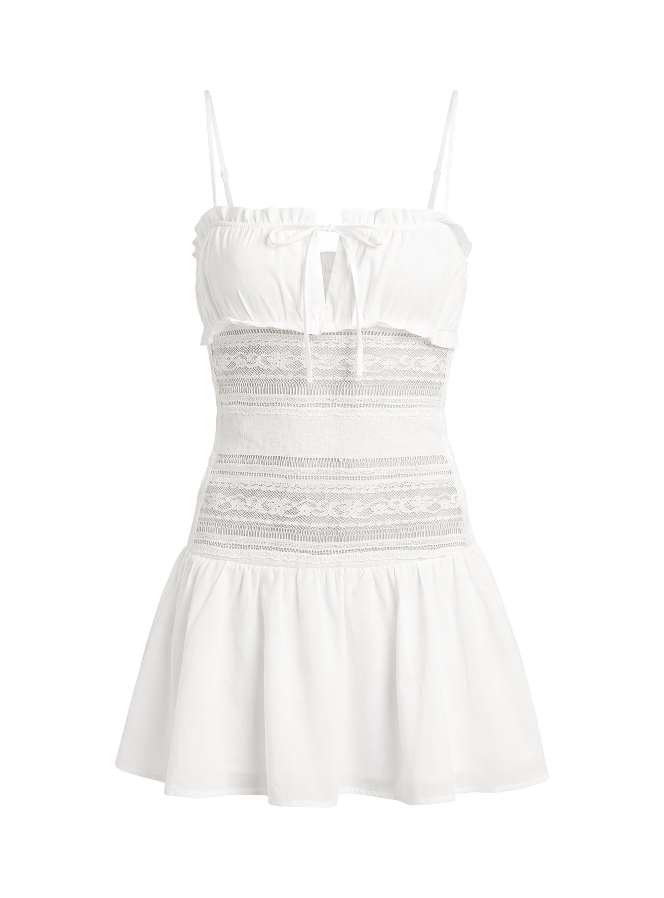 Christobela Drop Waist Lace Mini Dress White