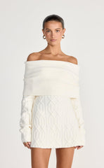 Pavati Long Sleeve Mini Dress (Off White)