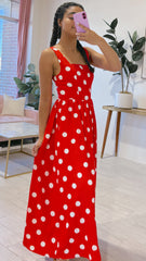 On Fire Polka Dot Midi Dress