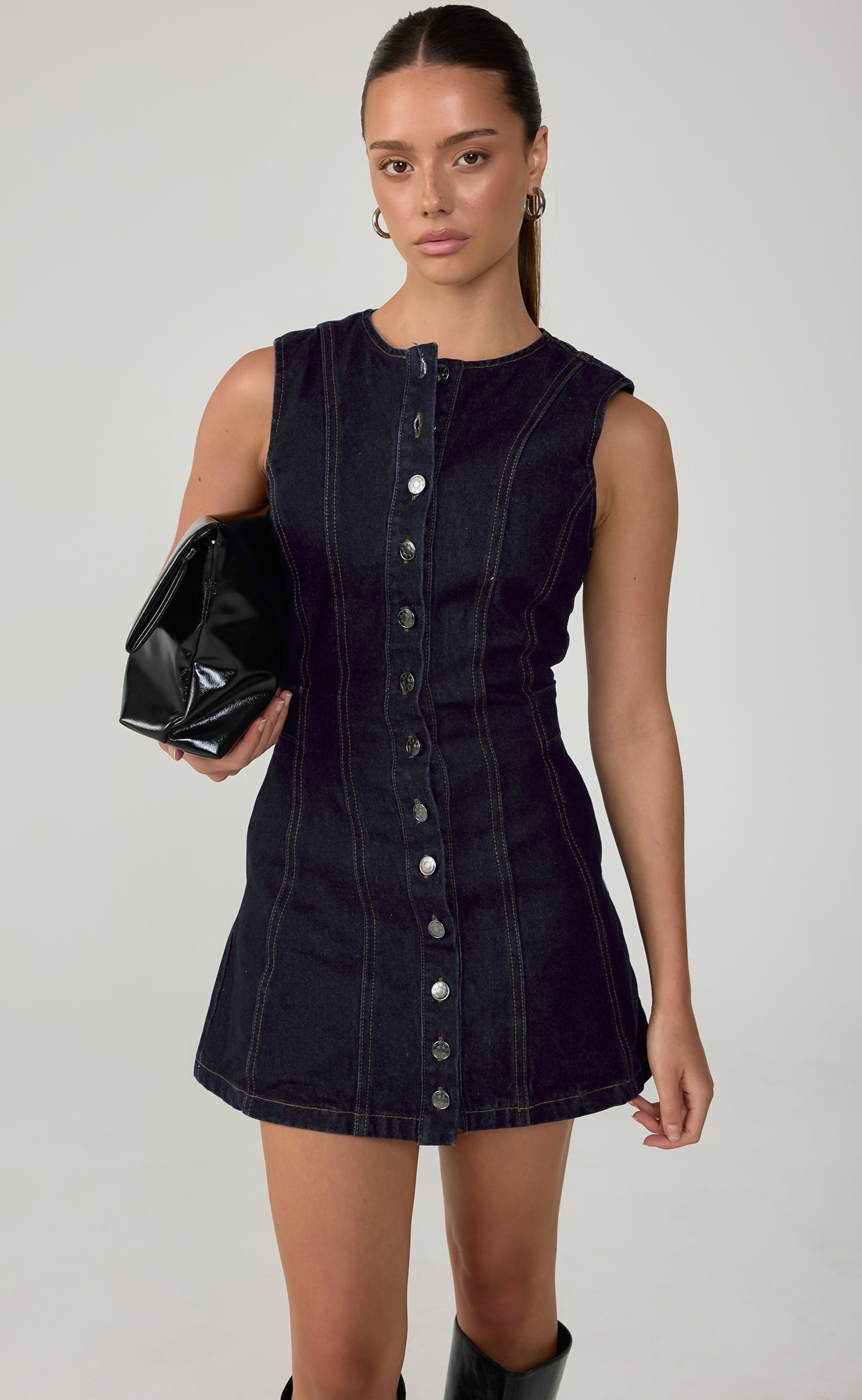 Heath Mini Dress (Navy Blue Denim)