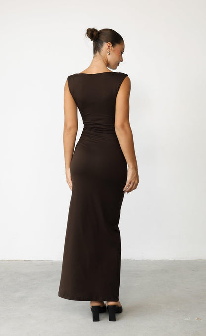 Viola Maxi Dress (Chocolate)