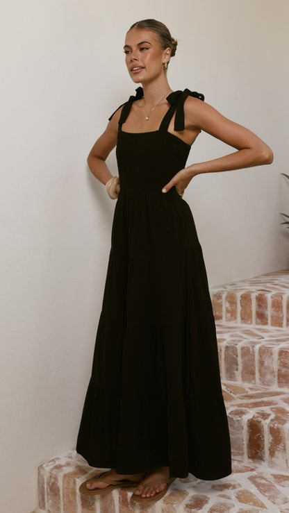 Carlina Tiered Maxi Dress - Black