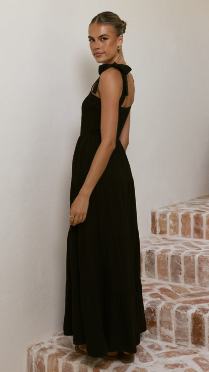 Carlina Tiered Maxi Dress - Black