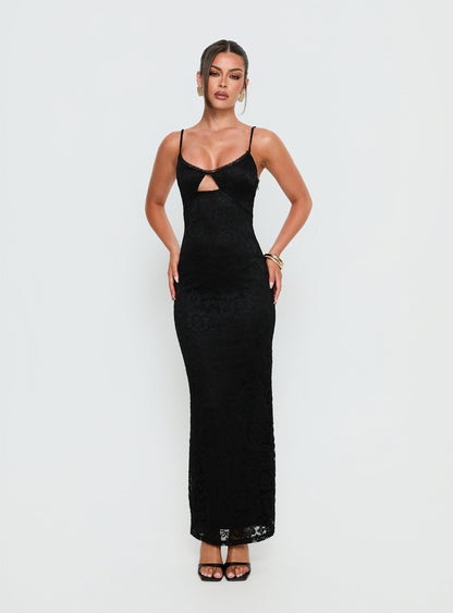 Alannis Lace Maxi Dress Black