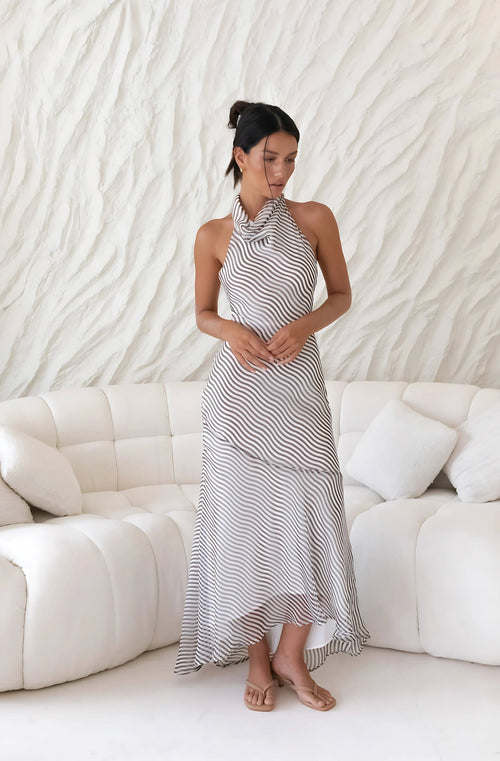 Tidal Wave Maxi Dress Brown