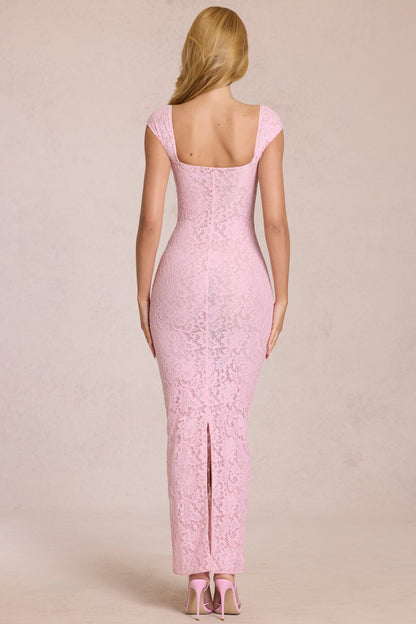 Sweetheart-Neck Maxi Dress in Blossom Pink