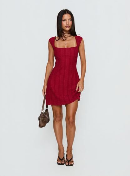 Kirrisen Textured Mini Dress Red