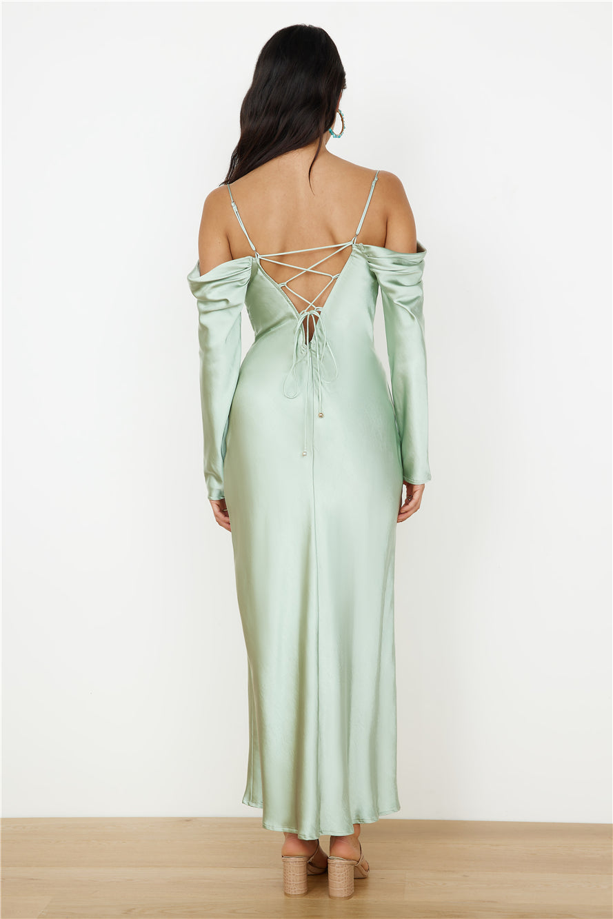 Classic Moments Satin Maxi Dress Sage