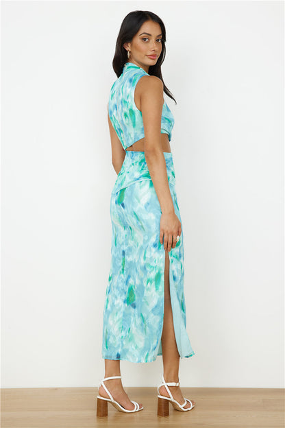 Kiss From The Ocean Midi Dress Blue