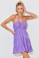 Flirtatious Match Halter Mini Dress