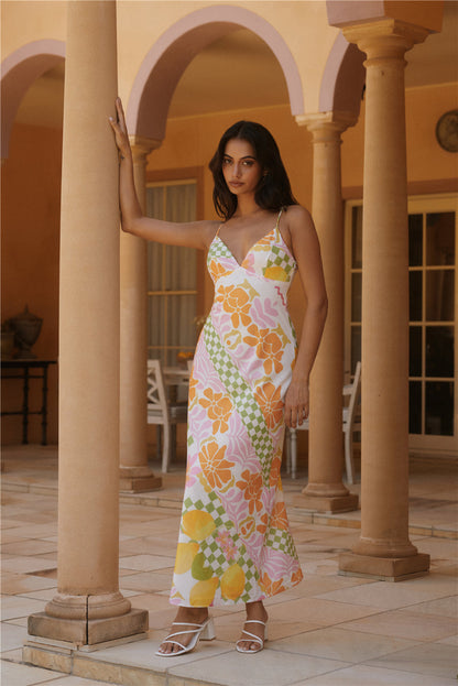 Retro Bloom Maxi Dress Green