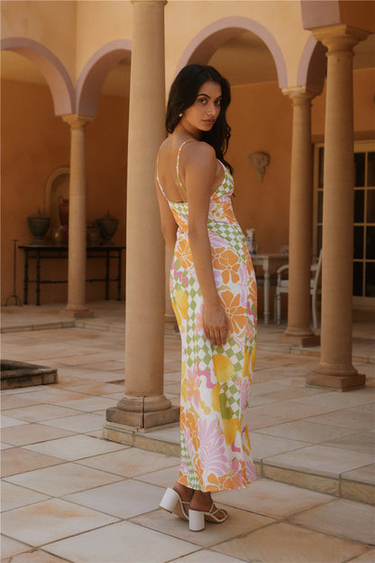 Retro Bloom Maxi Dress Green