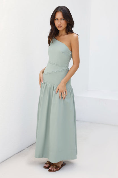 Claire One Shoulder Maxi Dress Khaki