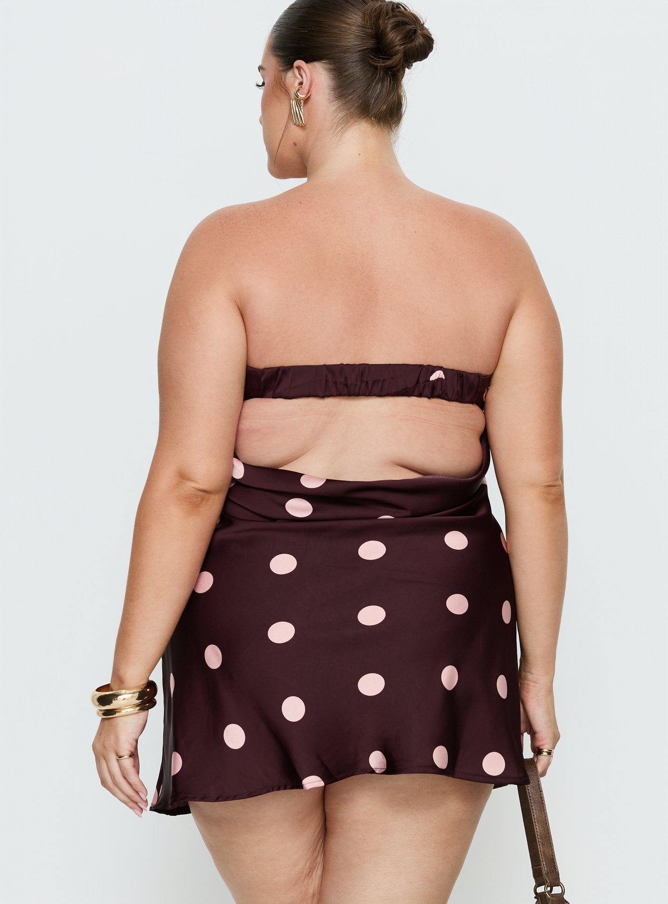 Phillipa Mini Dress Plum / Pink Polka Dot Curve