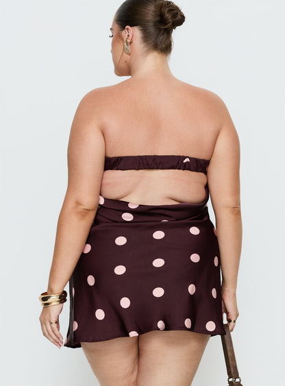 Phillipa Mini Dress Plum / Pink Polka Dot Curve