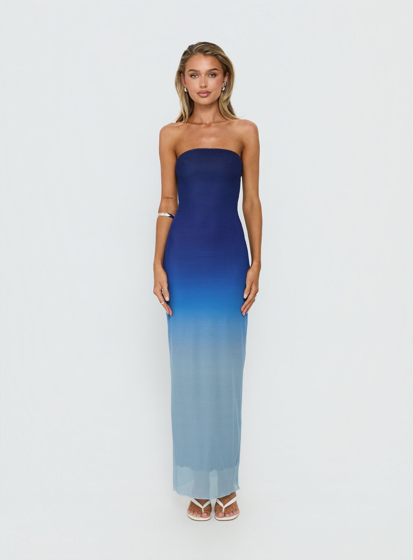 Stolen Love Strapless Maxi Dress Blue Ombre