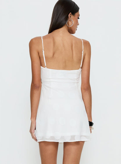 Lissie Scoop Mini Dress White Polka Dot
