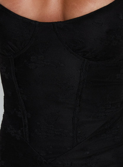 Amika Lace Maxi Dress Black