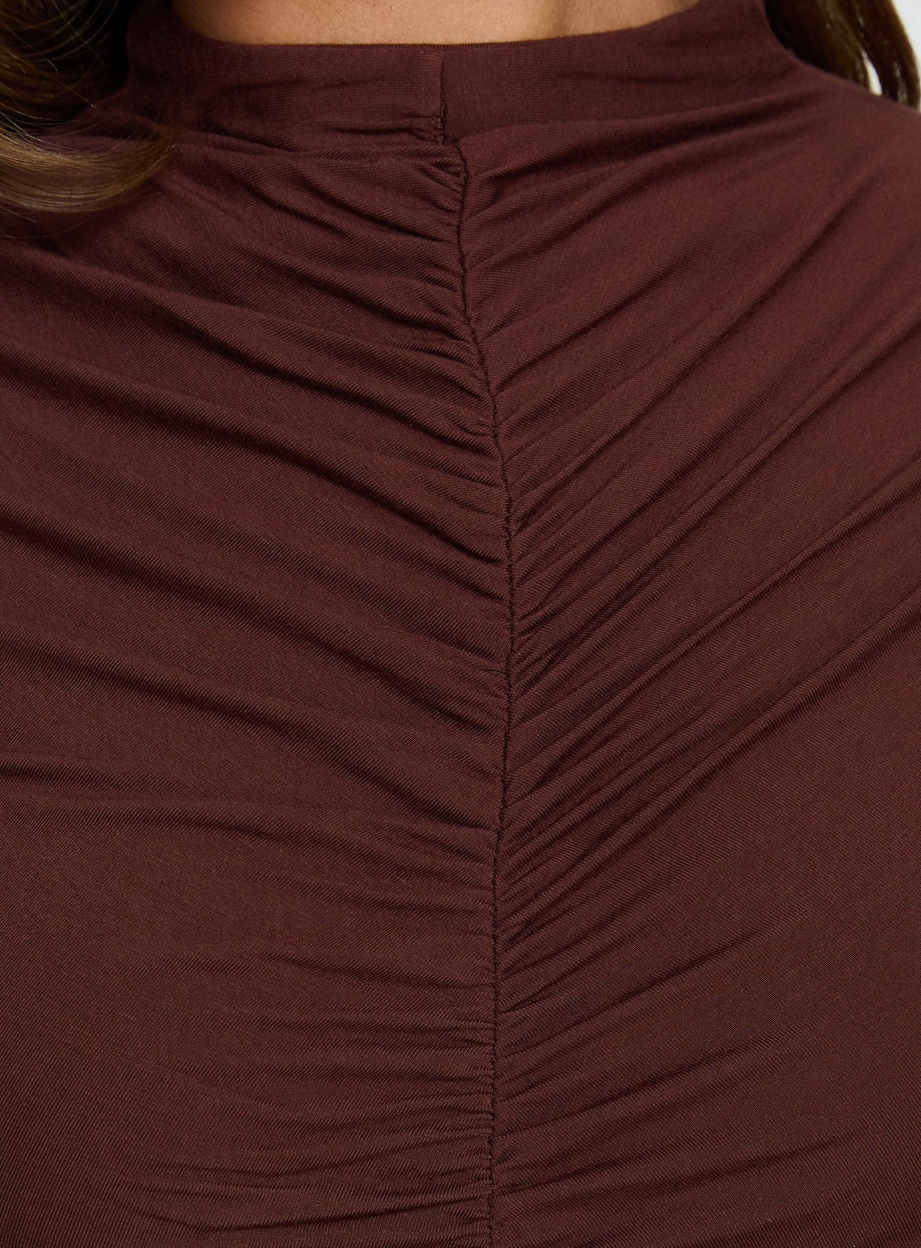 Arika Ruched Mini Dress Dark Brown