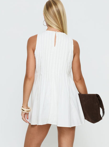 Dreamboat Pleated Mini Dress White