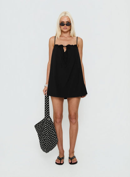 Loveless Strappy Babydoll Mini Dress Black