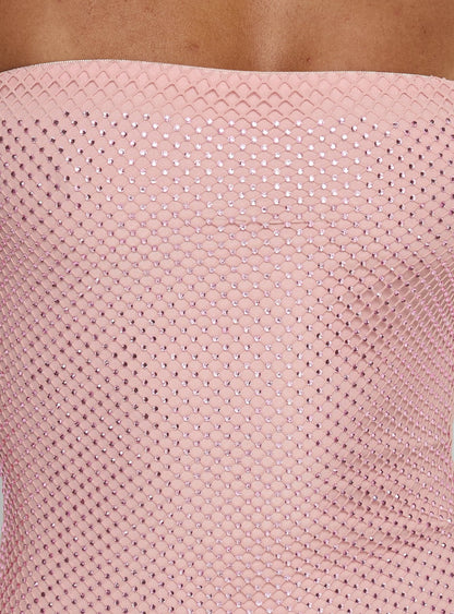 Jemira Strapless Shimmer Mini Dress Pink