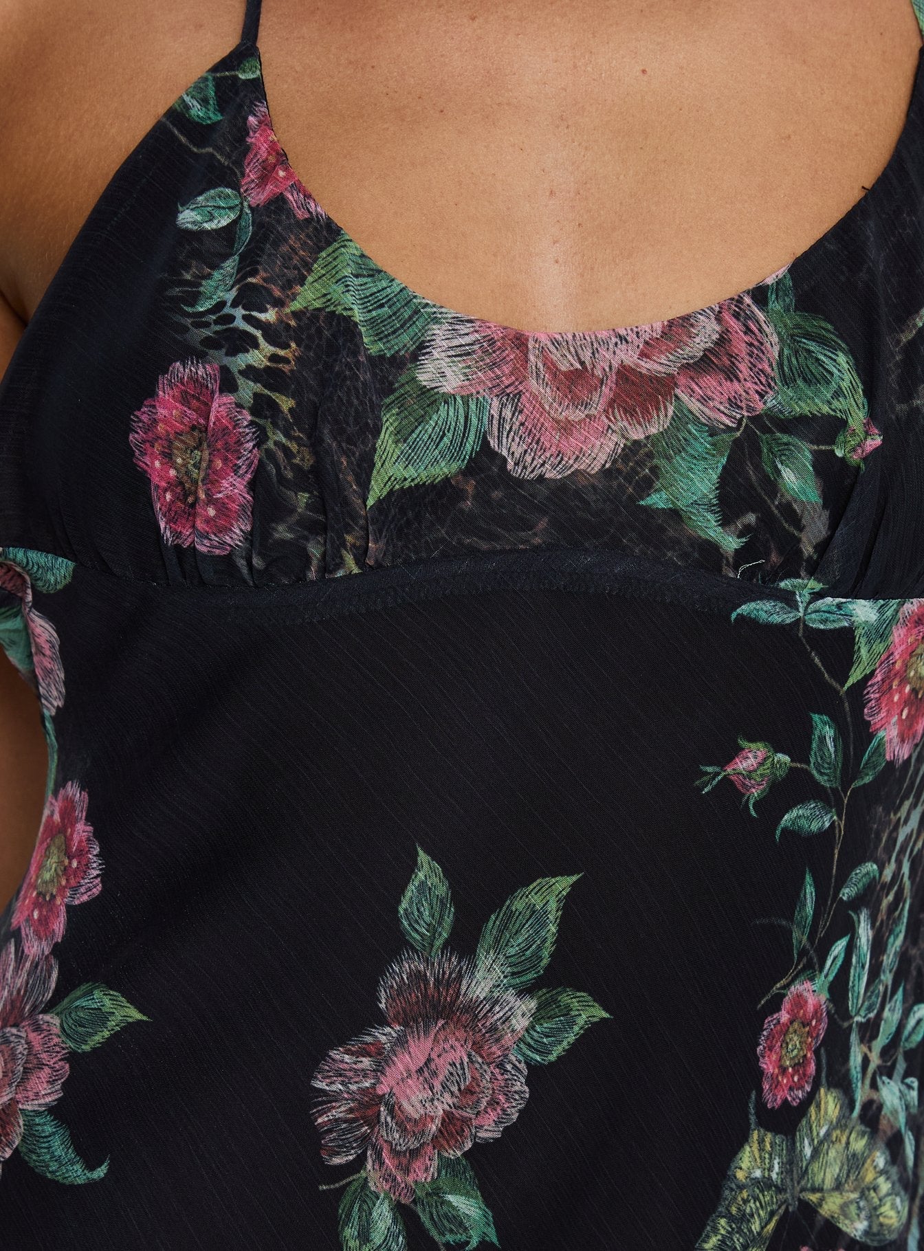 Dorelia Halter Slip Mini Dress Black Multi