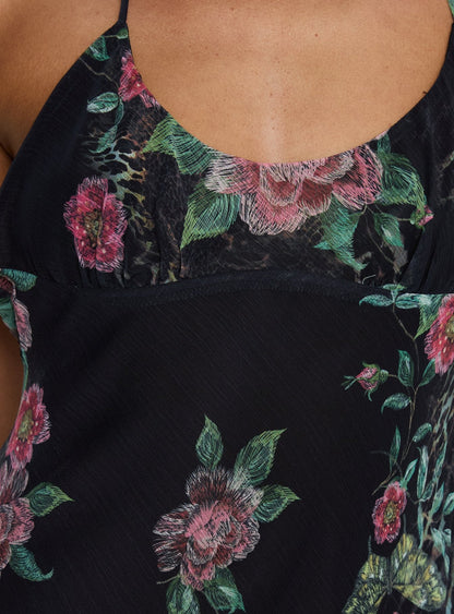 Dorelia Halter Slip Mini Dress Black Multi