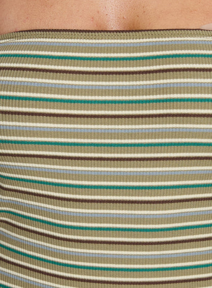 Solola Strapless Maxi Dress Green Stripe