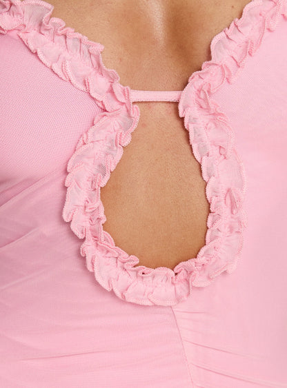 Soulina Ruched Maxi Dress Pink