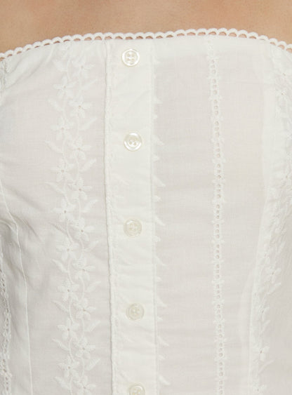 Analiese Strapless Anglaise Mini Dress White