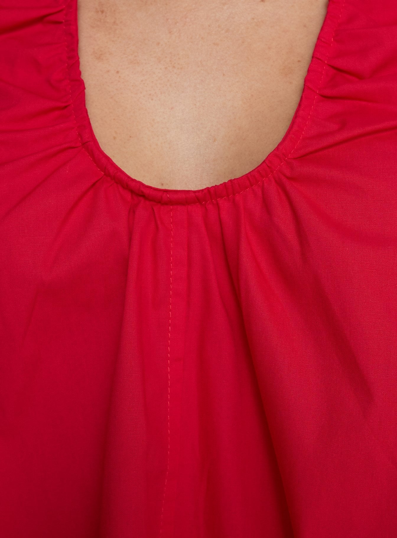 Eberta Ruched Baby Doll Mini Dress Red