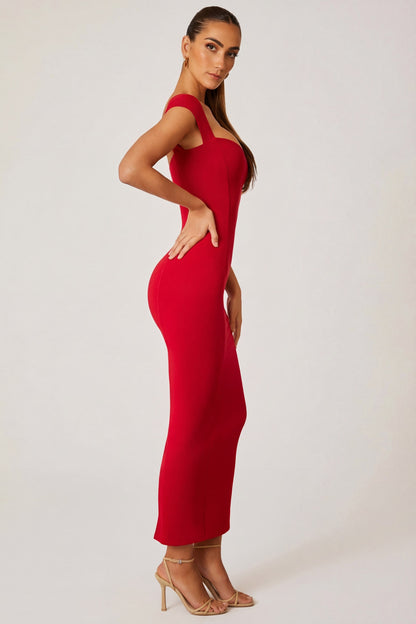 Sweetheart Neckline Maxi Dress in Red