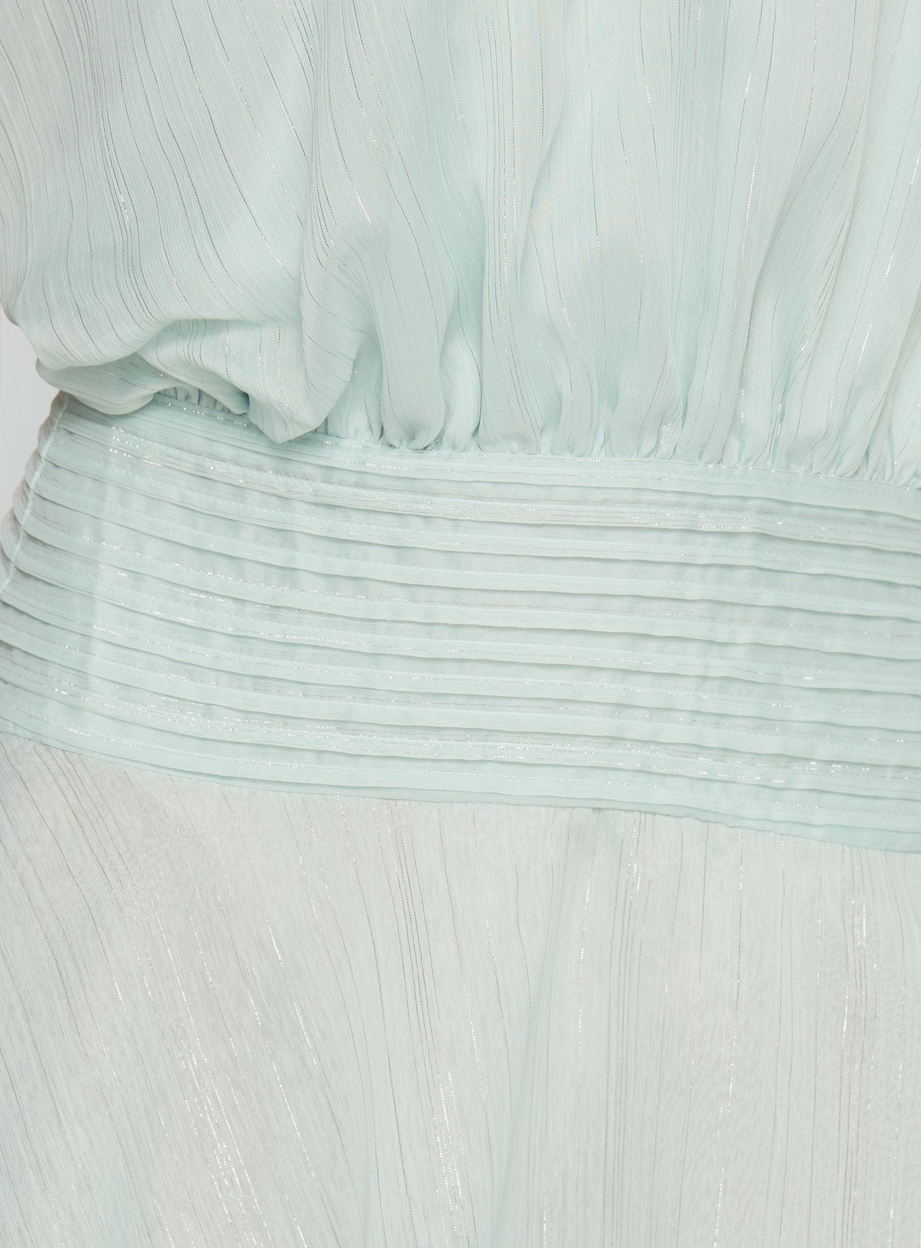 Rozario Chiffon Halter Mini Dress Aqua / Silver