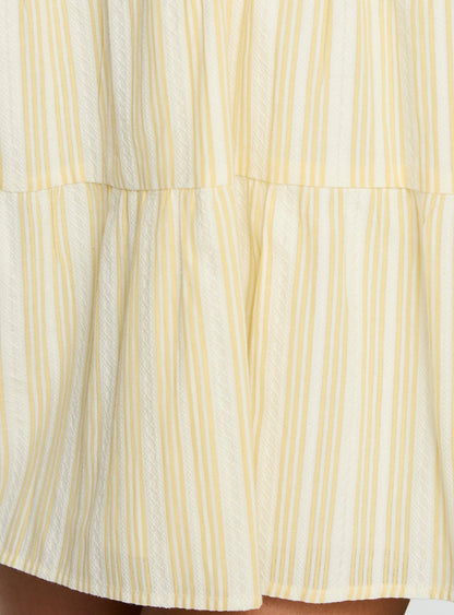 Summer Air V Neck Tiered Mini Dress Yellow
