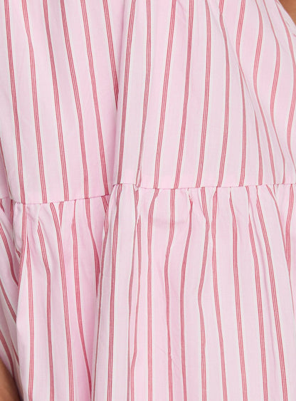 Elisabef Halter Mini Dress Pink Stripe