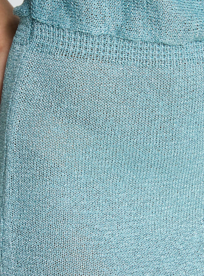 Kysa Off Shoulder Knit Mini Dress Ocean Blue