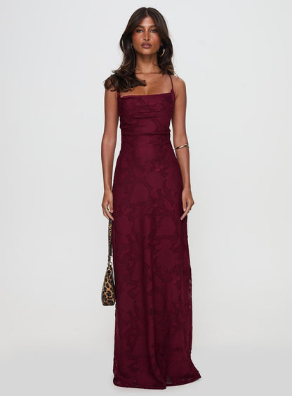 Celena Maxi Dress Burgundy Burnout Petite