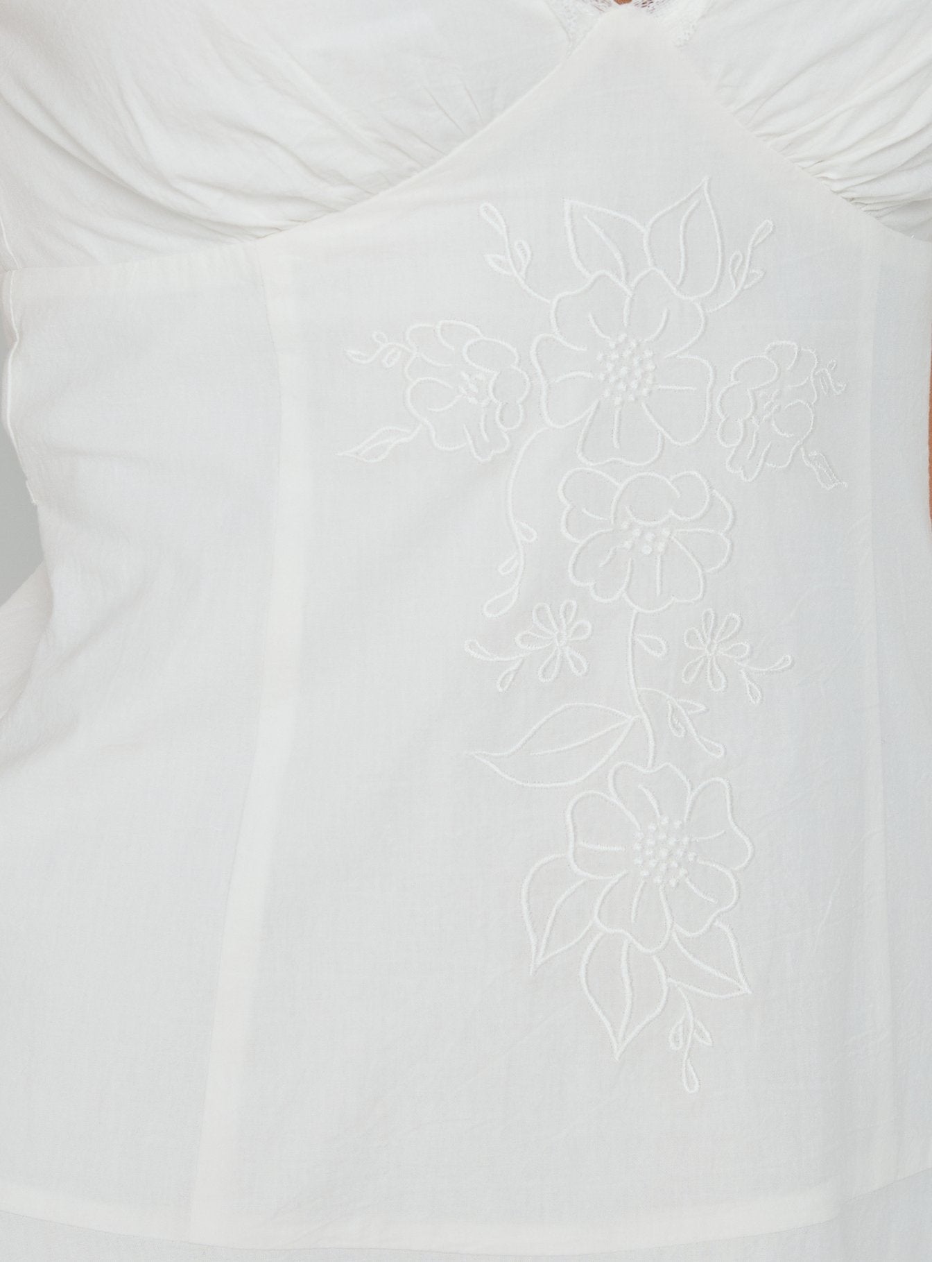 Splashy Lace Trim Mini Dress White