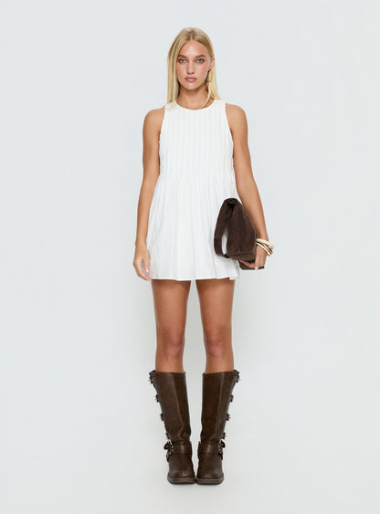Dreamboat Pleated Mini Dress White