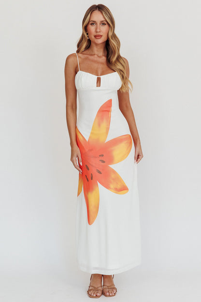 Kailua Floral Print Maxi Dress White