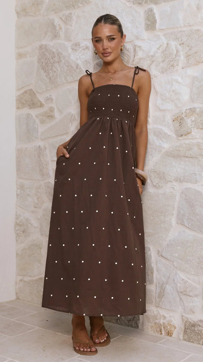 Tammy Maxi Dress - Chocolate Polka