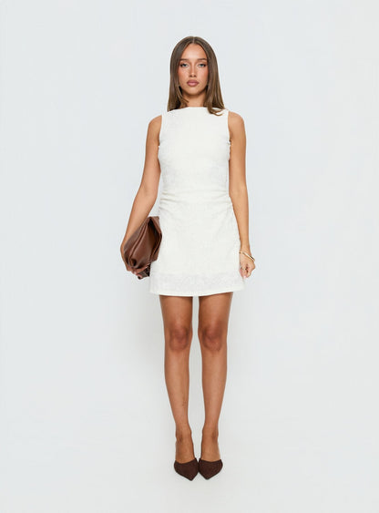 Falling Stars Ruched Mini dress Cream