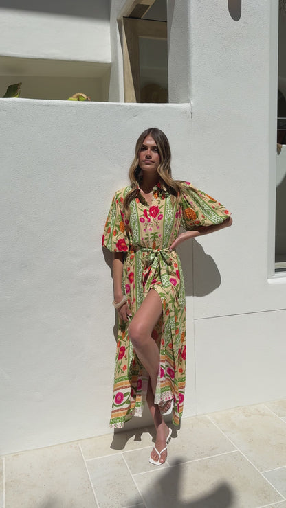 Artia Puff Sleeve Maxi Dress - Sunkissed Print