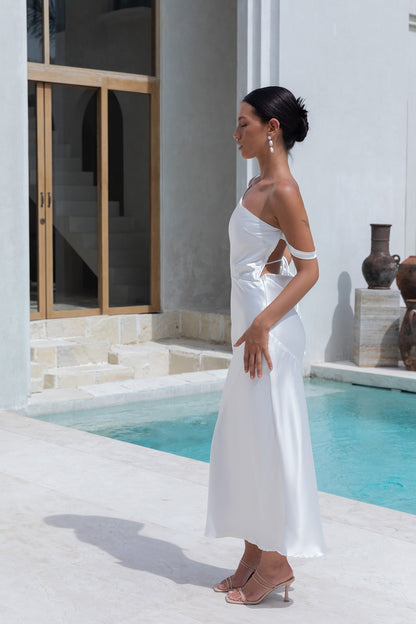 Angelica Satin Maxi Dress White
