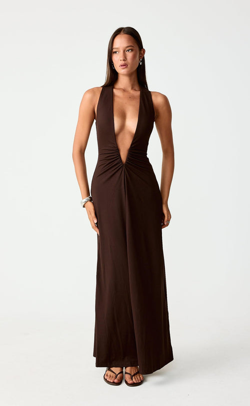 Avril Maxi Dress (Chocolate)