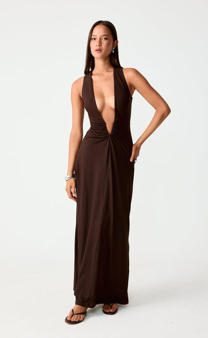 Avril Maxi Dress (Chocolate)